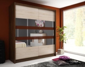 DULAP DORMITOR WIKI VI 180 STEJAR SONOMA + CIOCOLATIU DESIGN MODERN PSK