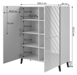 DULAP ELEGANT, ABETTO 100CM, DIN PLACI LAMINATE SI MDF, ALB, DESIGN MODERN - Img 2