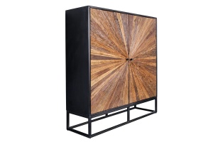 DULAP LIVING 120CM, BARRACUDA, MARO/NEGRU, DIN LEMN MASIV DE MANGO, LEMN TEC RECICLAT SI METAL - Img 4