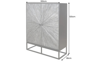 DULAP LIVING 120CM, BARRACUDA, MARO/NEGRU, DIN LEMN MASIV DE MANGO, LEMN TEC RECICLAT SI METAL - Img 5