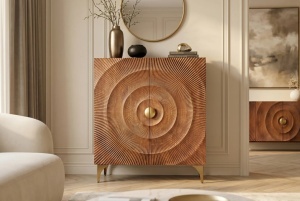 DULAP LIVING GOLDEN SUNSET 120CM, REALIZAT DIN LEMN DE MANGO, DE CULOARE MARO, MODEL 3D, ARTIM GROUP