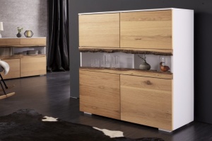 DULAP LIVING, WILD OAK 100CM, COD 40067, LEMN MASV SI MDF STEJAR - Img 1