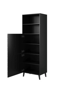 DULAP/ORGANIZATOR, ABETTO 176CM, DIN PLACI LAMINATE SI MDF, NEGRU, DESIGN MODERN