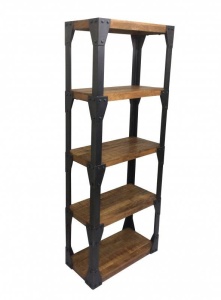 DULAP/ORGANIZATOR, FACTORY 180CM, COD 40549, DIN LEMN MANGO SI METAL, DESIGN RETRO - Img 1
