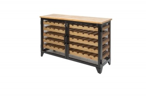 DULAP PENTRU VINURI 127CM, BODEGA COD 40458, LEMN MASIV DE PIN, DESIGN INDUSTRIAL - Img 6