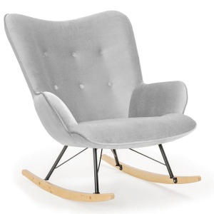 FOTOLIU BALANSOAR CHERUB ROCKER, ARGINTIU, CONFECTIONAT DIN LEMN DE FAG, METAL SI TEXTIL
