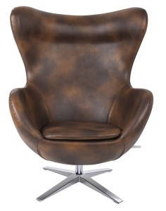 FOTOLIU CONFORTABIL EGG SZEROKI, MARO VINTAGE/CROM, DIN PIELE ECOLOGICA SI METAL, STIL MODERN - Img 3