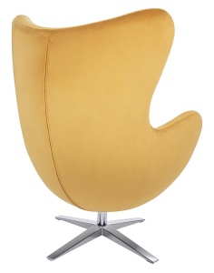 FOTOLIU CONFORTABIL EGG SZEROKI VELVET, GALBEN MUSTAR/CROM, DIN CATIFEA SI METAL, STIL MODERN - Img 4