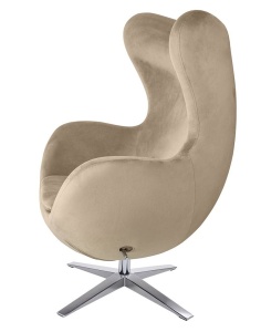FOTOLIU CONFORTABIL EGG SZEROKI VELVET, KHAKI/CROM, DIN CATIFEA SI METAL, STIL MODERN - Img 2