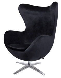FOTOLIU CONFORTABIL EGG SZEROKI VELVET, NEGRU 50/CROM, DIN CATIFEA SI METAL, STIL MODERN B2