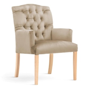 FOTOLIU CONFORTABIL GABRIEL, BEJ/FAG, STIL CHESTERFIELD, CONFECTIONAT DIN LEMN DE FAG SI TEXTIL