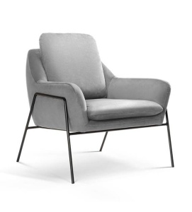 FOTOLIU CONFORTABIL MALI, GRI/NEGRU, TAPITERIE DIN CATIFEA SI PICIOARE DIN METAL, STIL MODERN