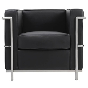 FOTOLIU CONFORTABIL SOFT LC2, NEGRU/CROM, DIN PIELE NATURALA SI METAL, STIL MODERN - Img 4