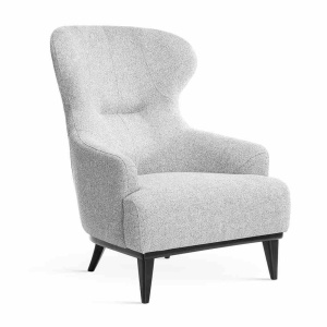 FOTOLIU CONFORTABIL TORRO, GRI/NEGRU, TAPITERIE DIN STOFA SI PICIOARE DIN LEMN, STIL CLASIC