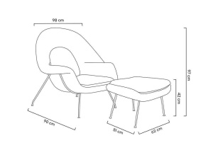 FOTOLIU CU TABURET, COZY, GRI GRAFIT 4/CROM, CU TAPITERIE DIN CASMIR, STIL MODERN - Img 8