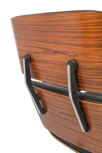 FOTOLIU CU TABURET LOUNGE HM, PIELE NATURALA ITALIANA SI LEMN DE NUC, CULOARE NEGRU/TRANDAFIR, STIL EAMES - Img 4