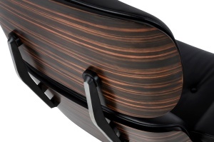 FOTOLIU CU TABURET LOUNGE , PIELE NATURALA ITALIANA SI LEMN DE FRASIN, CULOARE NEGRU/ABANOS, STIL EAMES - Img 7