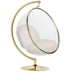 FOTOLIU DE RELAXARE, BUBBLE STAND AURIU, METAL, ACRIL SI PERNA CATIFEA BEJ, STIL MODERN, KH