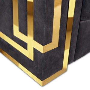 FOTOLIU DEOSEBIT, ARTIM MEBLE, MATERIAL TEXTIL( CATIFEA) SI SUPORT METALIC, CULOARE NEGRU/AURIU, STIL MODERN - Img 6