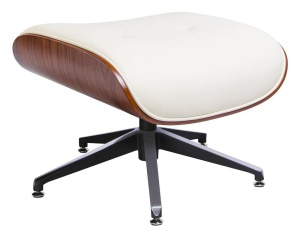 FOTOLIU EXCLUSIVIST CU TABURET, LOUNGE, ALB/NUC, PIELE NATURALA SI LEMN DE NUC, STIL MODERN - Img 5