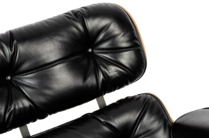 FOTOLIU EXCLUSIVIST CU TABURET, LOUNGE HM SOFT PREMIUM, NEGRU, PIELE NATURALA SI LEMN DE NUC, STIL MODERN - Img 3