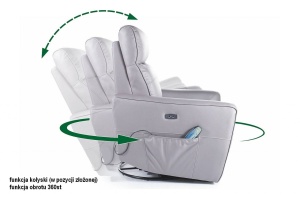 FOTOLIU PIVOTANT HELIOS, GRI 210, TAPITERIE DIN PIELE ECO, CU FUNCTIE DE RABATARE, MASAJ SI PORT USB, STIL MODERN, SIGNAL - Img 7