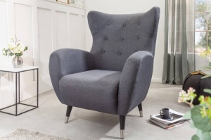 FOTOLIU STIL CHESTERFIELD , DON GRI ANTRACIT, COD 40983, TEXTIL SI LEMN - Img 1