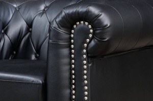 FOTOLIU STIL CLASIC, CHESTERFIELD, DIN PIELE ECO DE CALITATE, NEGRU, COD 41448 - Img 3