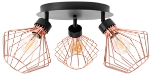 Lampă metalică loft plafon trandafir negru APP536-3C