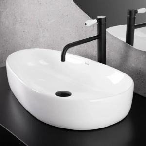 LAVOAR PE BLAT ASIMETRIC, SANDRA 65 CM, DIN CERAMICA, CALITATE SUPERIOARA, REA