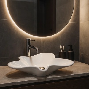 LAVOAR PE BLAT IZOLDA, ALB, CONFECTIONAT DIN CERAMICA, CALITATE SUPERIOARA