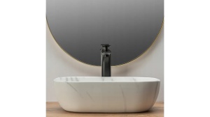 LAVOAR REA BELINDA, 46 CM, EFECT DE MARMURA ALBA MATA, DIN CERAMICA, CALITATE SUPERIOARA - Img 3
