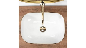 LAVOAR REA BELINDA WAVE, ALB/AURIU, 46 CM, DIN CERAMICA, PE BLAT, CALITATE SUPERIOARA, REA - Img 5