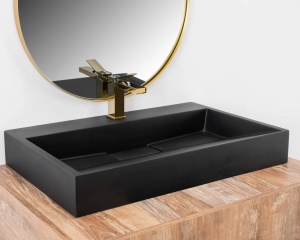 LAVOAR REA GOYA, 100 CM, NEGRU, MONTAJ PE BLAT, DESIGN DEOSEBIT, CALITATE SUPERIOARA, REA - Img 2