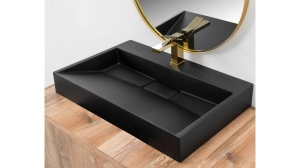 LAVOAR REA GOYA, NEGRU MAT, 100 CM, DIN CONGLOMERAT, CALITATE SUPERIOARA - Img 4
