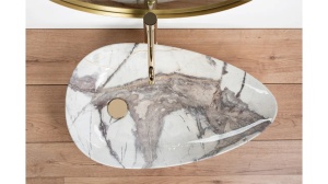 LAVOAR REA GRETA, THUNDER SHINY, 65,5 CM, EFECT DE MARMURA ALBA, DIN CERAMICA, CALITATE SUPERIOARA - Img 4