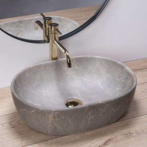 LAVOAR REA LARA, EFECT DE PIATRA BEJ, 48,5 CM, DIN CERAMICA, CALITATE SUPERIOARA