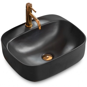 LAVOAR REA LUIZA, 50CM, NEGRU MAT, MONTAJ PE BLAT, DESIGN DEOSEBIT, CALITATE SUPERIOARA, REA - Img 4