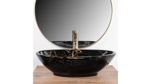 LAVOAR REA PAMELA, 53 CM, EFECT DE MARMURA NEAGRA, DIN CERAMICA, CALITATE SUPERIOARA - Img 2