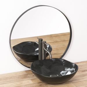 LAVOAR REA PARIS, NEGRU, 41 CM, DESIGN MODERN, MONTAJ PE BLAT, CALITATE SUPERIOARA, REA - Img 4