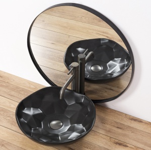 LAVOAR REA PARIS, NEGRU, 41 CM, DESIGN MODERN, MONTAJ PE BLAT, CALITATE SUPERIOARA, REA - Img 6