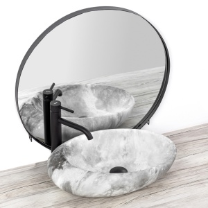 LAVOAR REA ROXY C, STONE LIGHT GREY, EFECT DE PIATRA GRI DESCHIS, 49CM, DIN CERAMICA, CALITATE SUPERIOARA - Img 2