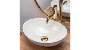 LAVOAR REA SOFIA, CALALA MARMUR, EFECT DE MARMURA ALBA, 41 CM, DIN CERAMICA, CALITATE SUPERIOARA - Img 4