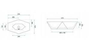 LAVOAR REA VEGAS EDGE, ALB/AURIU ROSE, 57 CM, DIN CERAMICA, CALITATE SUPERIOARA - Img 6