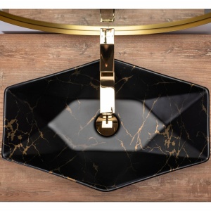 LAVOAR REA VEGAS, NEGRU MAT, 56 CM, MODERN, DIN CERAMICA, MONTAJ PE BLAT, CALITATE SUPERIOARA, REA - Img 3