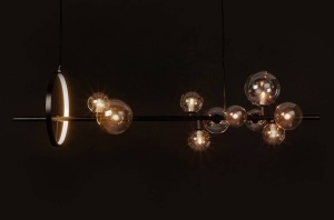 LUSTRA ALURE LINE 120, NEGRU/TRANSPARENT, DIN METAL SI STICLA, STIL MODERN - Img 4