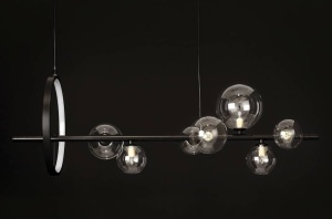 LUSTRA ALURE LINE 90, NEGRU/TRANSPARENT, DIN METAL SI STICLA, STIL MODERN, B2