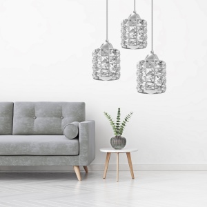 LUSTRA CRYSTAL SILVER APP729-3CPR, 25X90, ARGINTIU, DIN METAL CROMAT SI CRISTALE, STIL MODERN, TU - Img 5