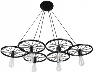 LUSTRA CU 6 BECURI CIRCLE INDUSTRIAL APP213-3CP, 140x30x18 cm, NEGRU, DIN METAL, STIL MODERN, TU