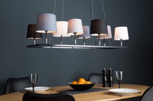LUSTRA LEVELS III CU 8 BECURI SI ABAJURURI ALB/NEGRU/GRI 38823 DESIGN MODERN